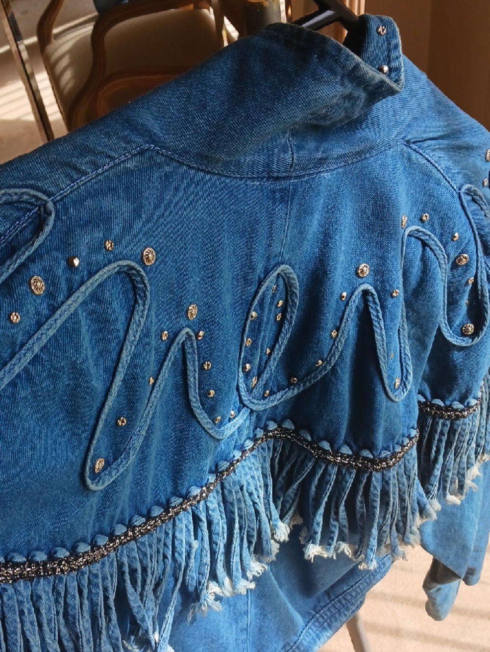Vintage Women's Denim Jacket With metal Studs& Ropes detail-New,"Cache" - Picture 14 of 16